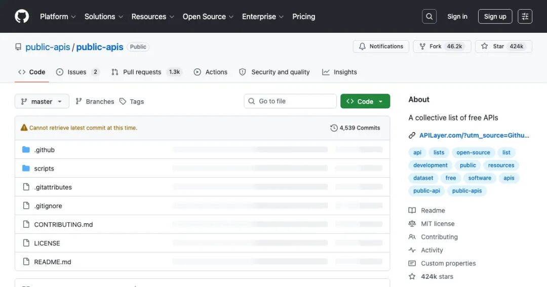 42 万 Star！10 年老牌 API 仓库-seo优化_前端开发_渗透技术